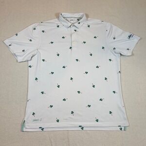 Johnnie-O Men's  Golf Polo Shirt White Palm Trees Size Large